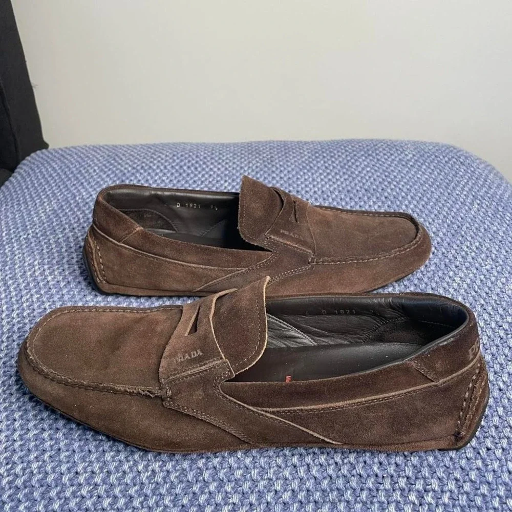 Prada‎ brown suede loafers. Size 9.5